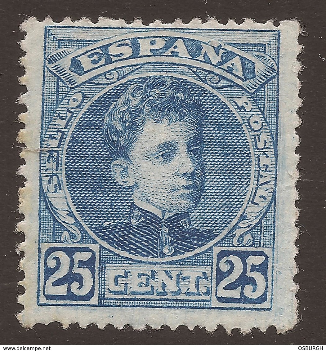 SPAIN. 1900. 25c BLUE. MOUNTED MINT. - Used Stamps