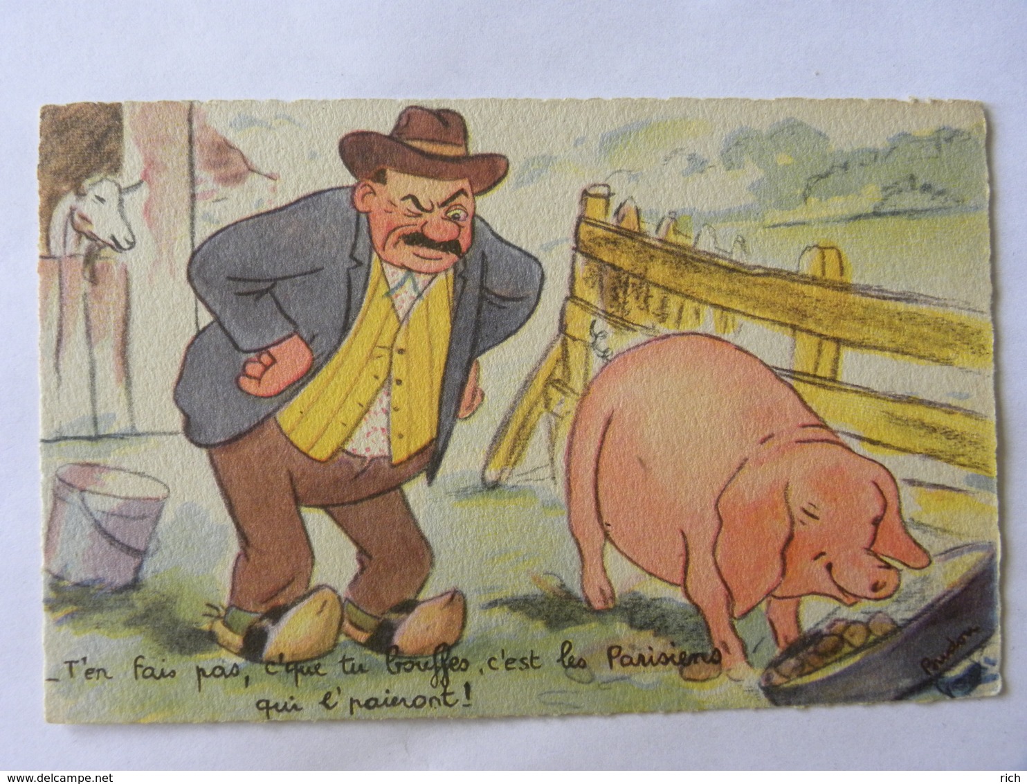 CPA Illustrateur  Budou Frère De Germaine Bouret - Cochon - Parisiens - Bouret, Germaine