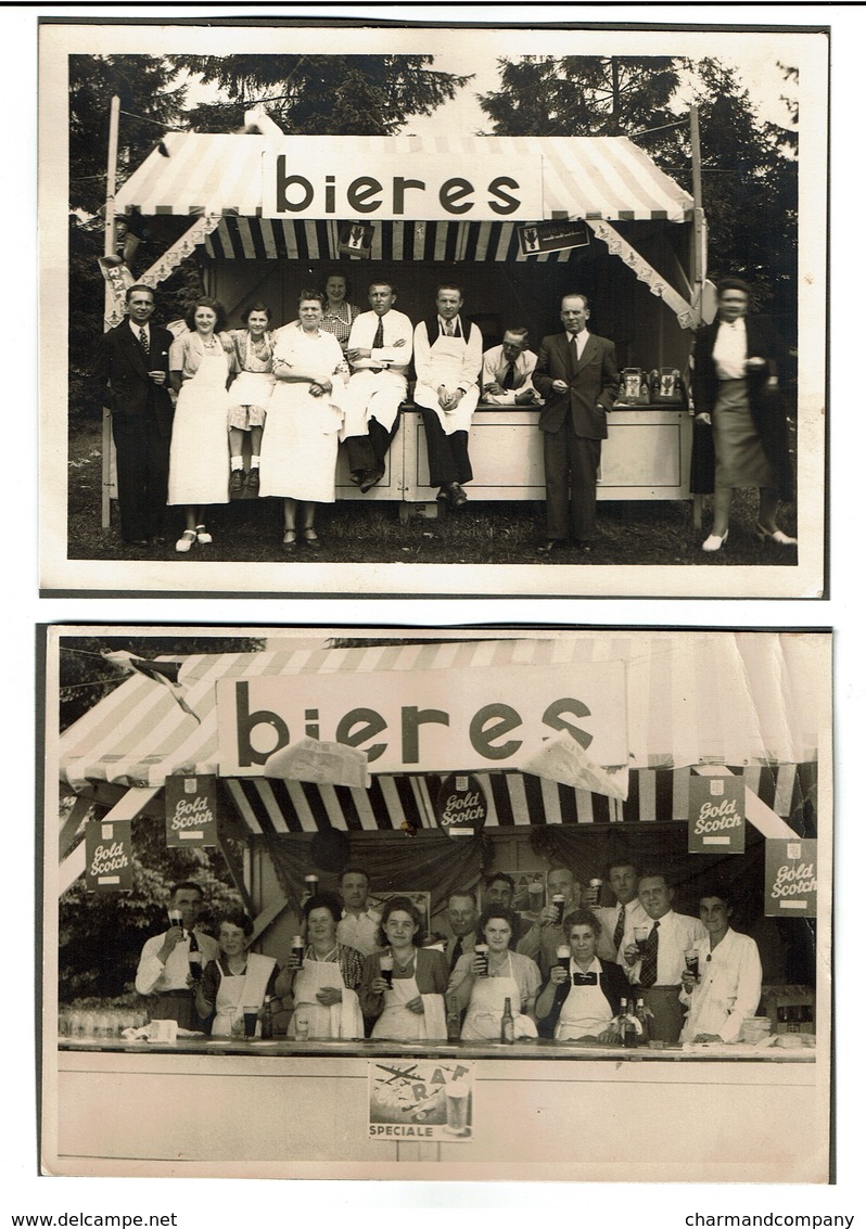 2 Photos C1945 & 1946 - Stands De Bières à Godinne - Gold Scotch / RAF Spéciale - Bière - 2 Scans - Autres & Non Classés