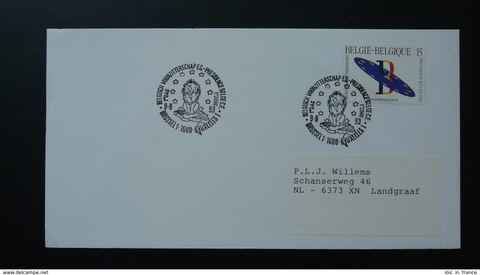 Obliteration Sur Lettre Postmark On Cover Lion Bruxelles Belgique Belgium 1993 - Raubkatzen