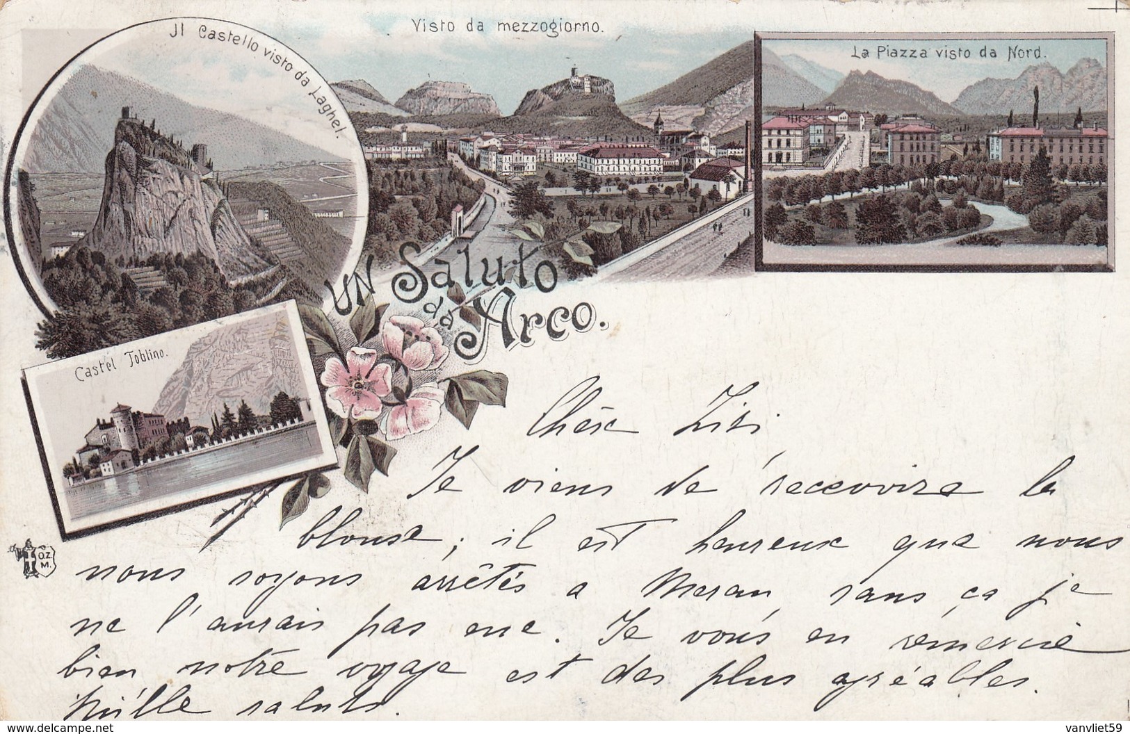 ARCO-TRENTO-UN SALUTO DA..CARTOLINA GRUSS AUS-VIAGGIATA NEL1896 - Trento