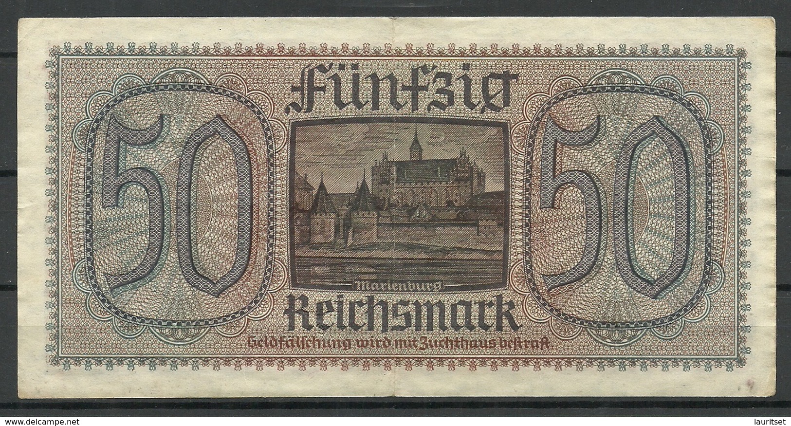 Germany WWII Occupation 1940-1945 Bank Note 50 Reichsmark, Seria C, Used - Tweede Wereldoorlog