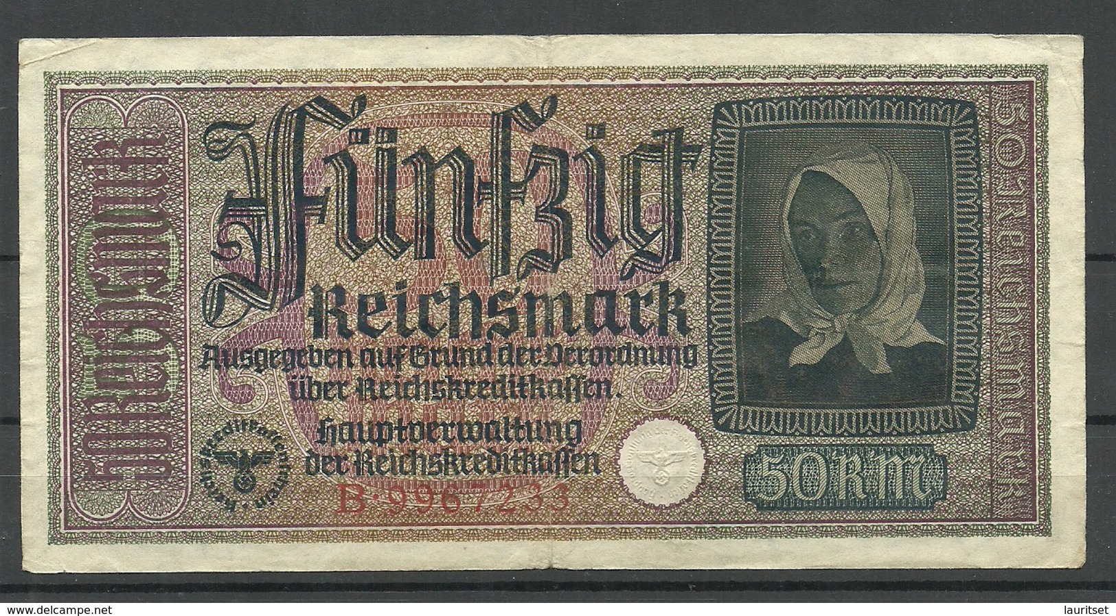 Germany WWII Occupation 1940-1945 Bank Note 50 Reichsmark, Used - 2° Guerra Mondiale