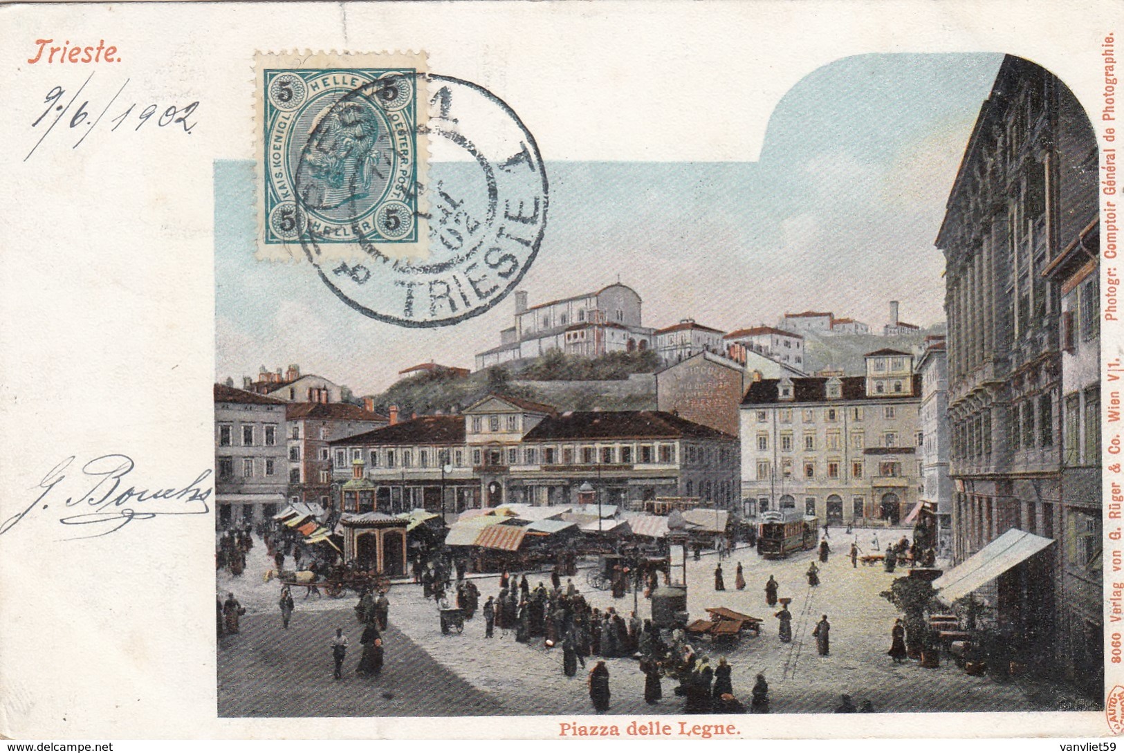 TRIESTE-PIAZZA DELLE LEGNE-CARTOLINA VIAGGIATA  IL 9-6-1902 - Trieste (Triest)