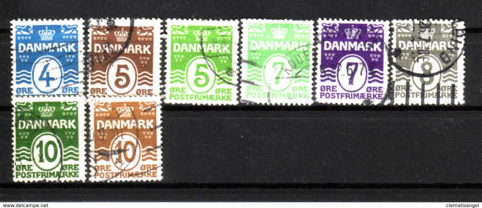 440f * DÄNEMARK * 8 X WELLEN MIT HERZCHEN * GESTEMPELT ** !! - Used Stamps