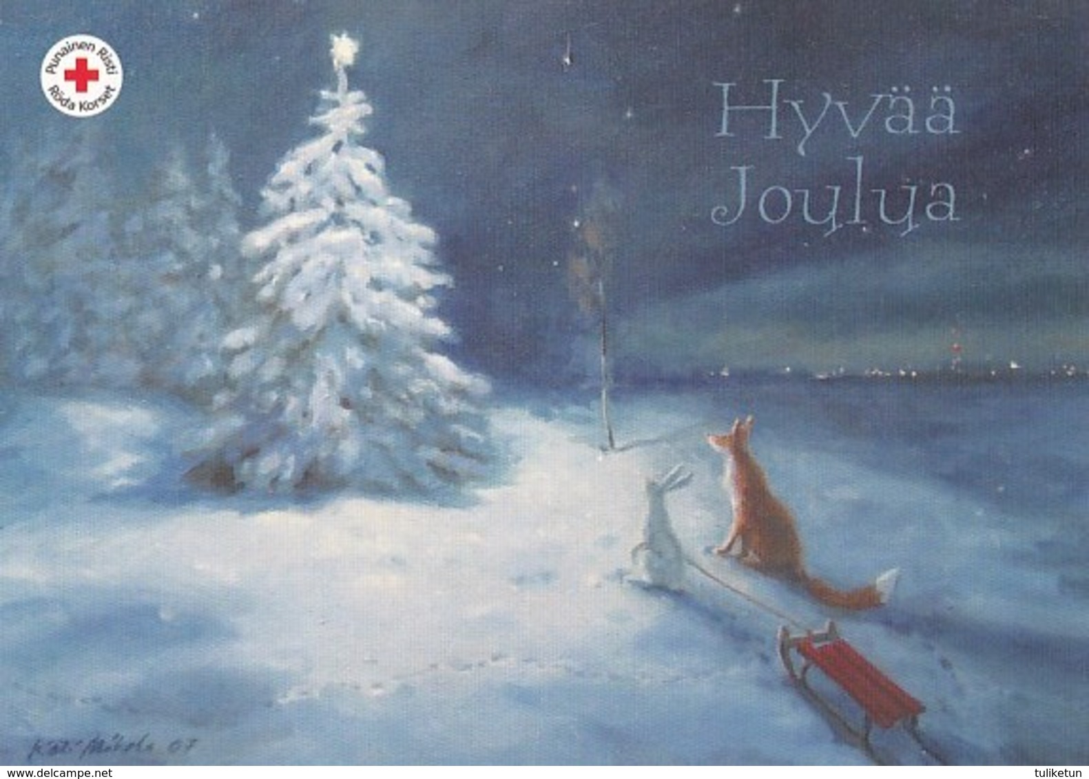 Postal Stationery - Rabbit & Fox Are Looking At Christmas Tree - Red Cross 2013 - Suomi Finland - Postage Paid - Interi Postali