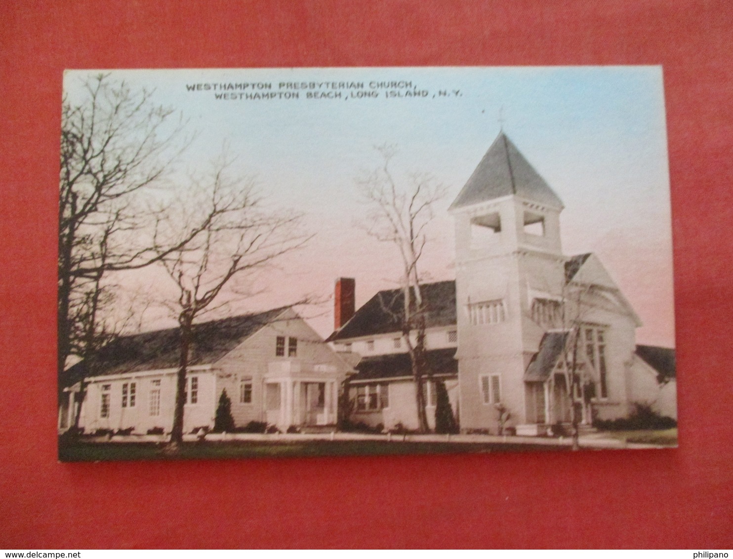 Hand Colored  Presbyterian Church  Westhampton Beach - New York > Long Island  >   Ref  3476 - Long Island