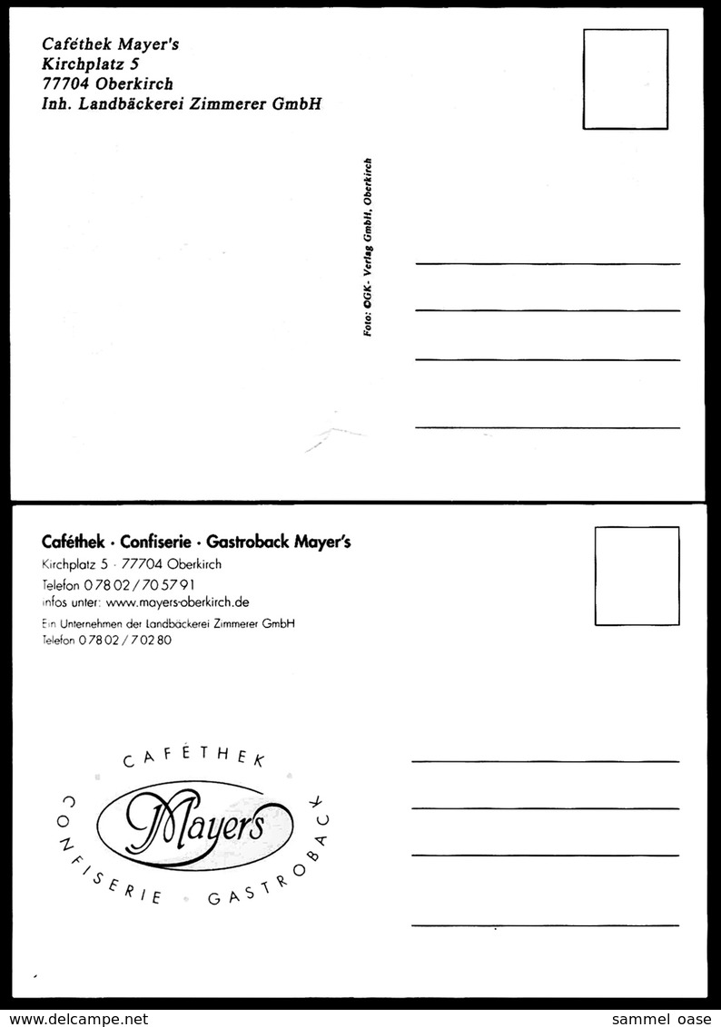 2 X Oberkirch / Schwarzwald  -  Cafe Mayer`s  -  Cafethek - Confiserie - Gastroback  -  Ansichtskarten Ca.1990   (10146) - Oberkirch