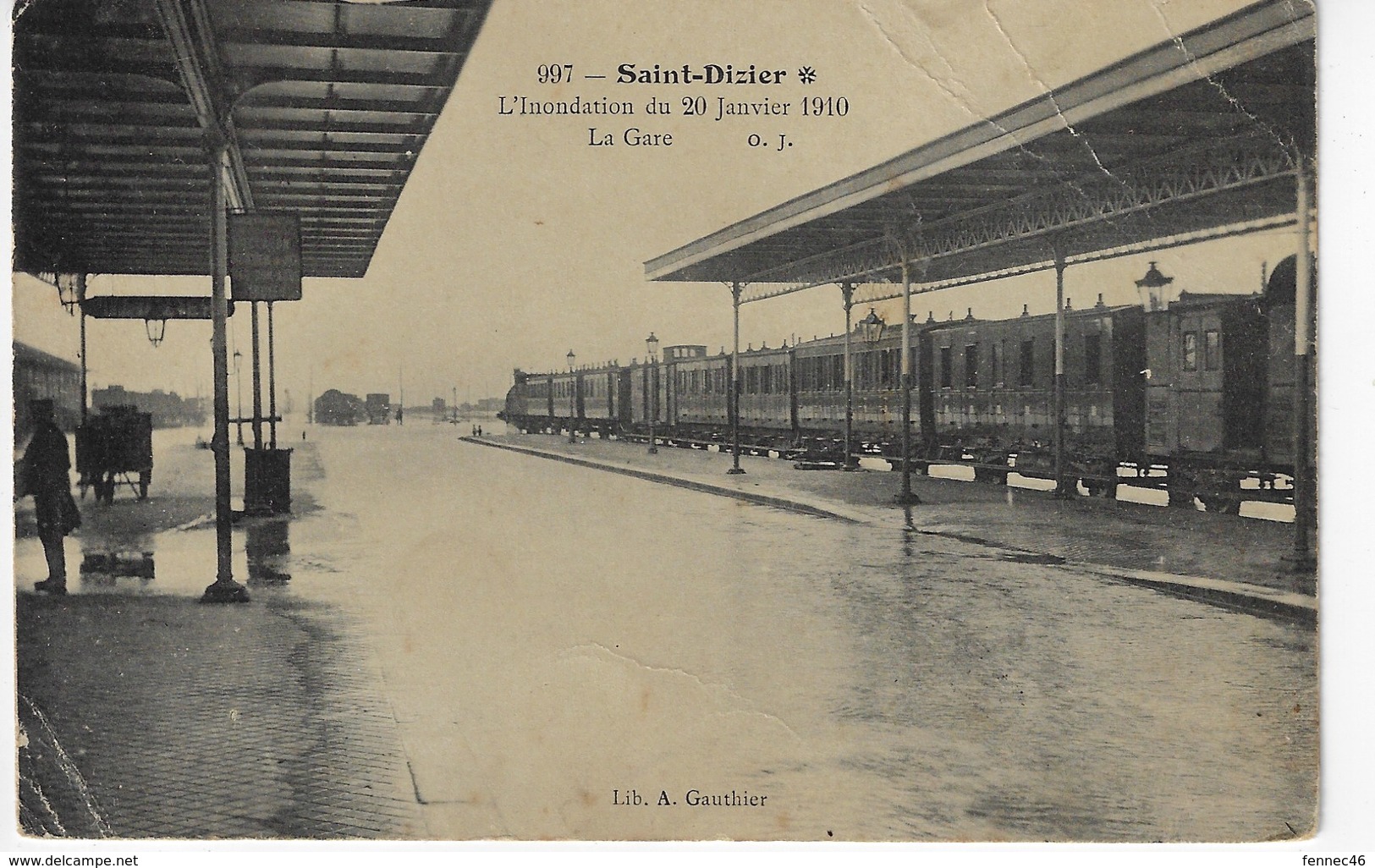 52 - SAINT DIZIER - L'Inondation Du 20 Janvier 1910 - La Gare - Animée + Train - 1910  (L113) - Saint Dizier