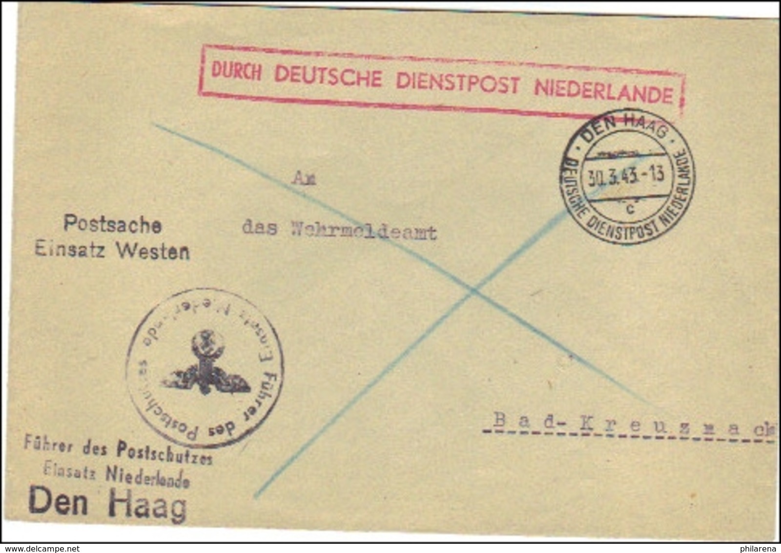 Durch Deutsche Dienstpost Niederlande -  - Führer Des Postschutzes - Other & Unclassified