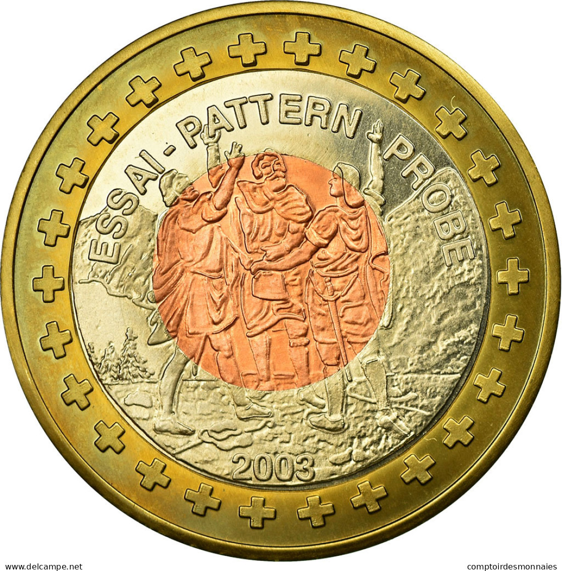 Suisse, Fantasy Euro Patterns, 5 Europ, 2003, SUP, Tri-Metallic, KM:Pn10 - Prove Private