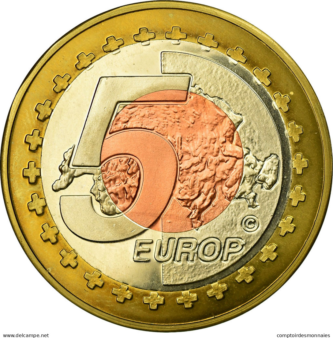 Suisse, Fantasy Euro Patterns, 5 Europ, 2003, SUP, Tri-Metallic, KM:Pn10 - Essais Privés / Non-officiels