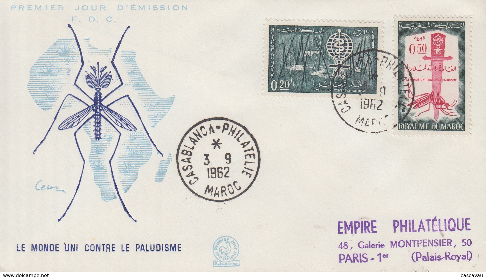 Enveloppe  FDC  1er  Jour   MAROC    Eradication  Du  Paludisme  Malaria   1962 - Disease