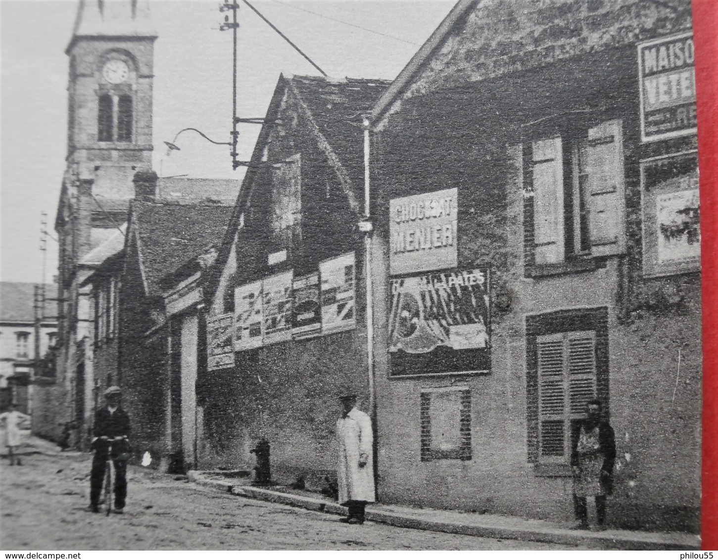 Cpa 51 BOUZY Anime  Cafe Du Cheval Blanc   Pub Chocolat Menier Pas Courant - Other & Unclassified