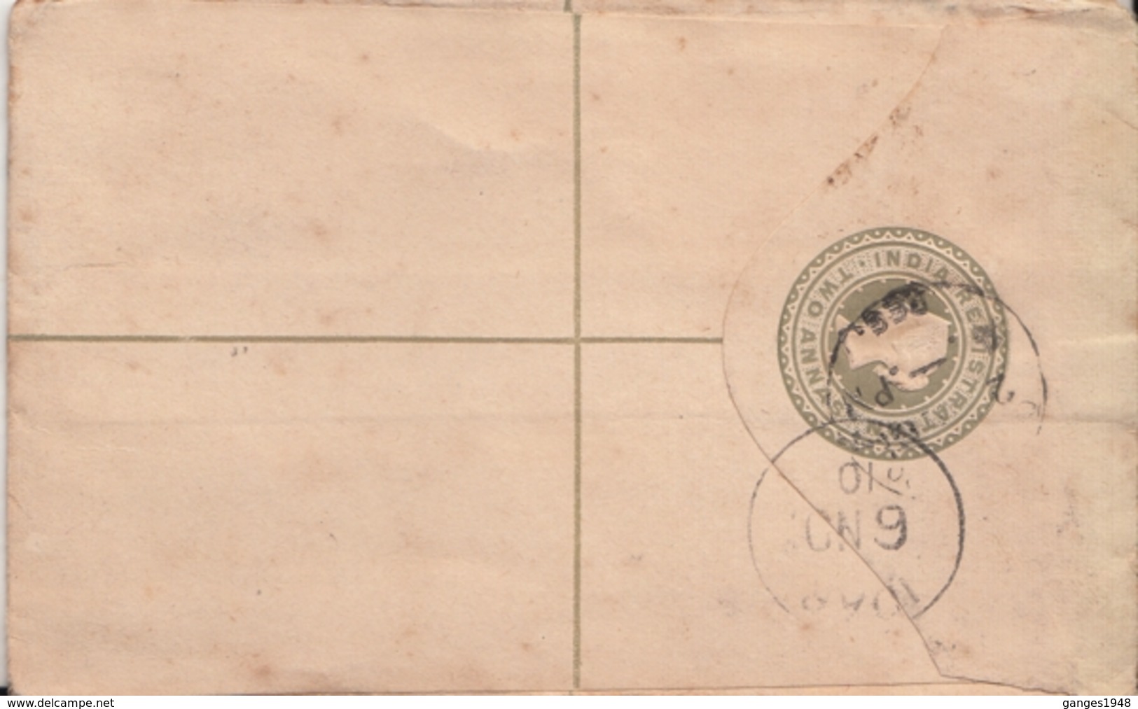 India  1901  QV  2A  PS  REgistration Envelope  Calcutta To  Biloda Branch P. Idar  Mahi Kantha  # 24445  D  Inde Indien - 1882-1901 Empire