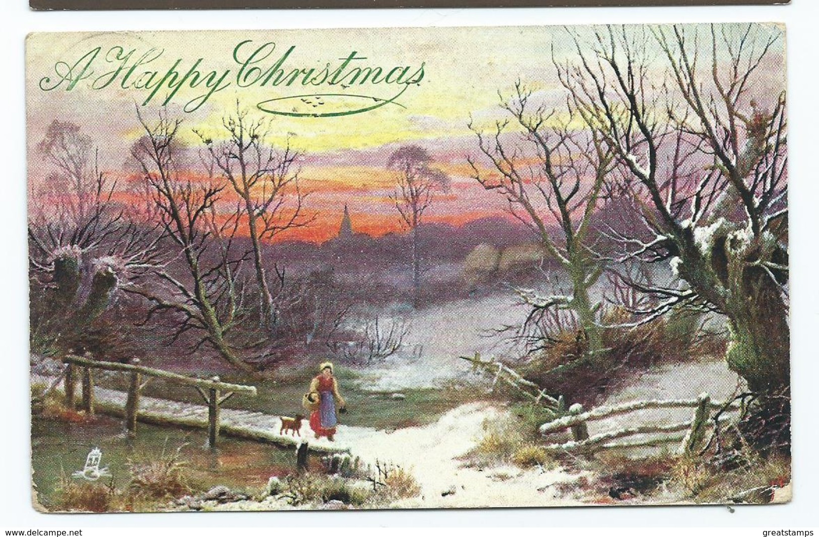 Christmas Postcard Tuck's Oilette Winter Scenes Posted 1905 A Happy Christmas - Otros & Sin Clasificación