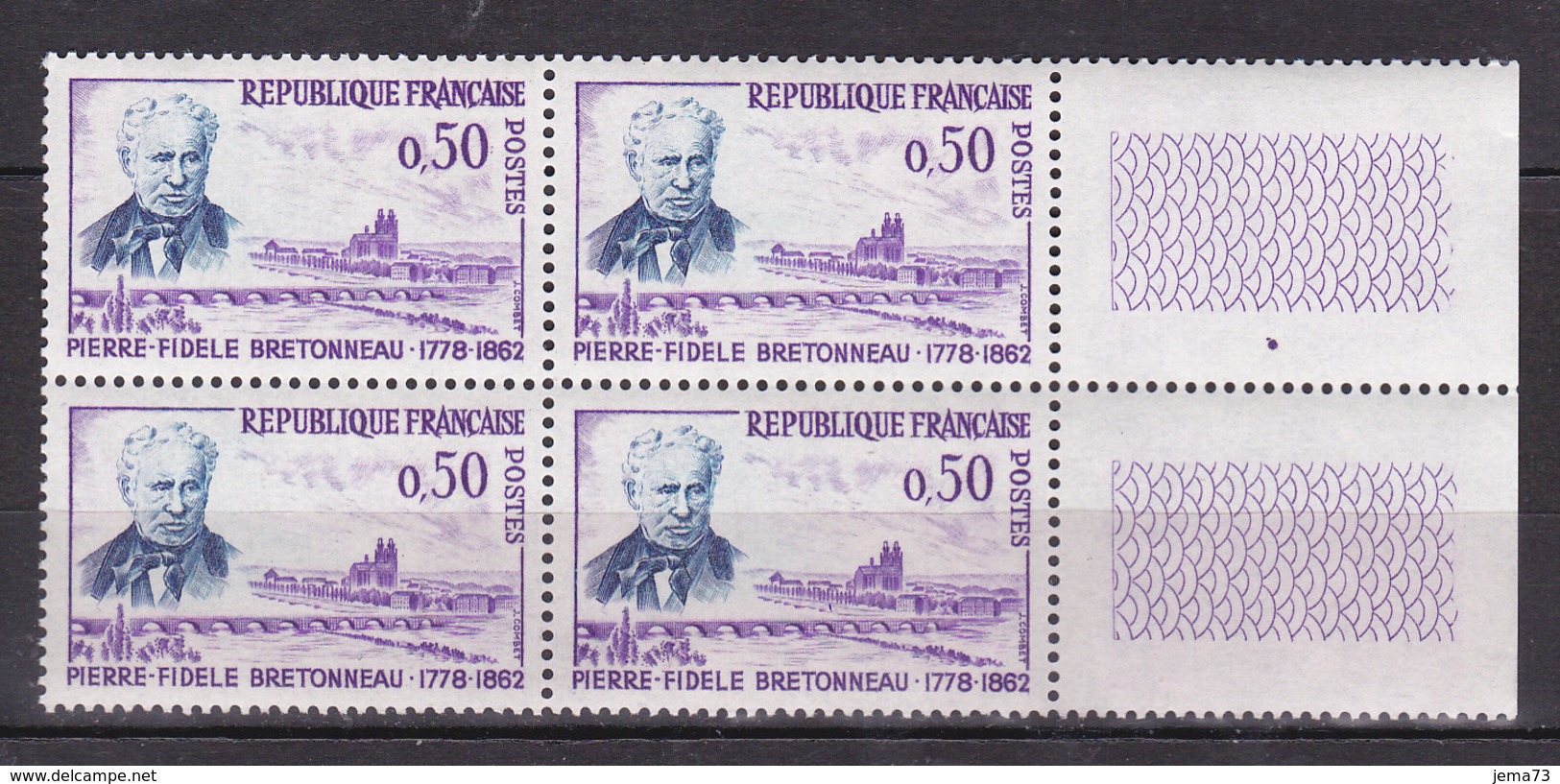 N° 1328 Centenaire De La Mort Du Docteur Pierre-Fidèle BRETONNEAU: Beau Bloc De 4 Timbres Impeccable Sans Charnière - Nuevos