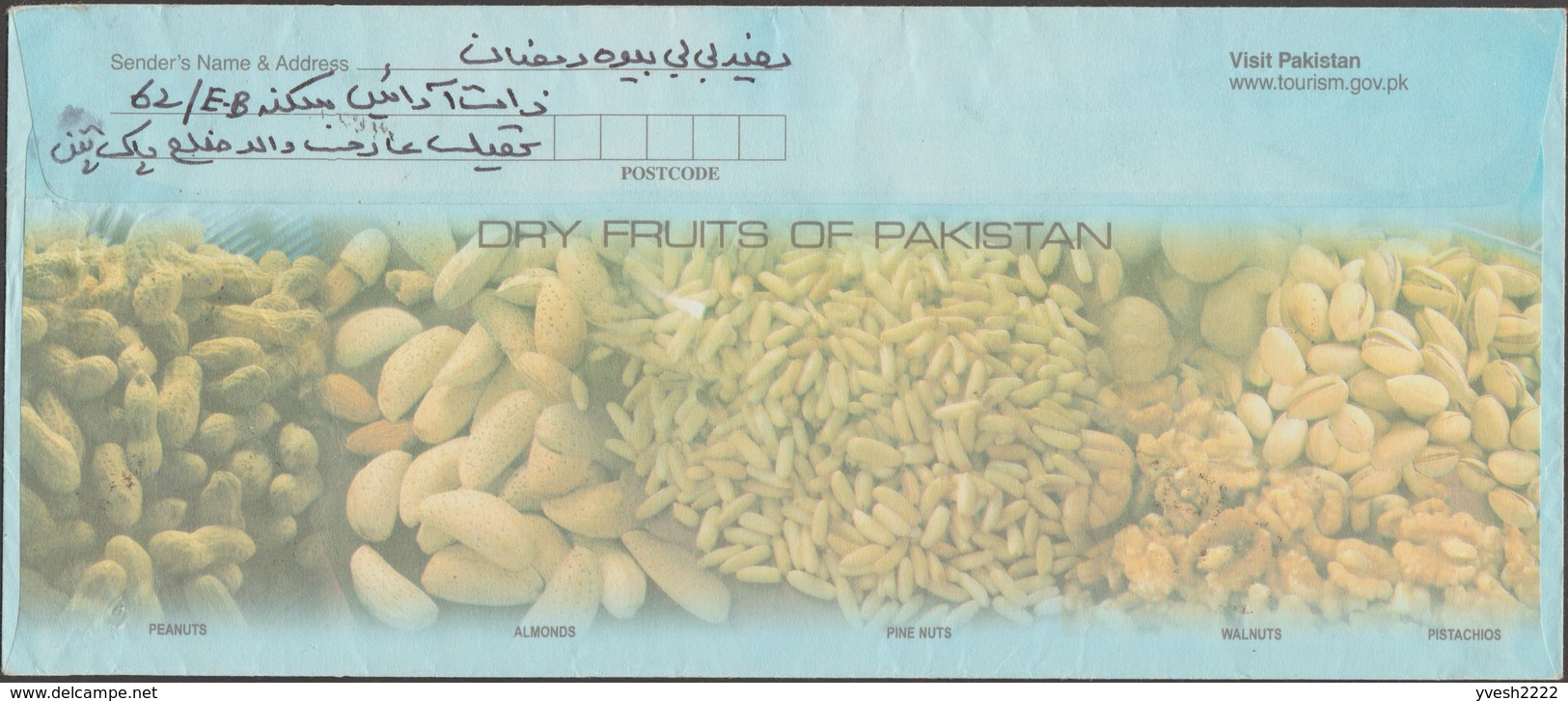 Pakistan 2003. Entier Postal Pour L'intérieur Envoyé Par Recommandé. Fruits Pakistan. Cacahuète, Pistache, Amandes - Frutta