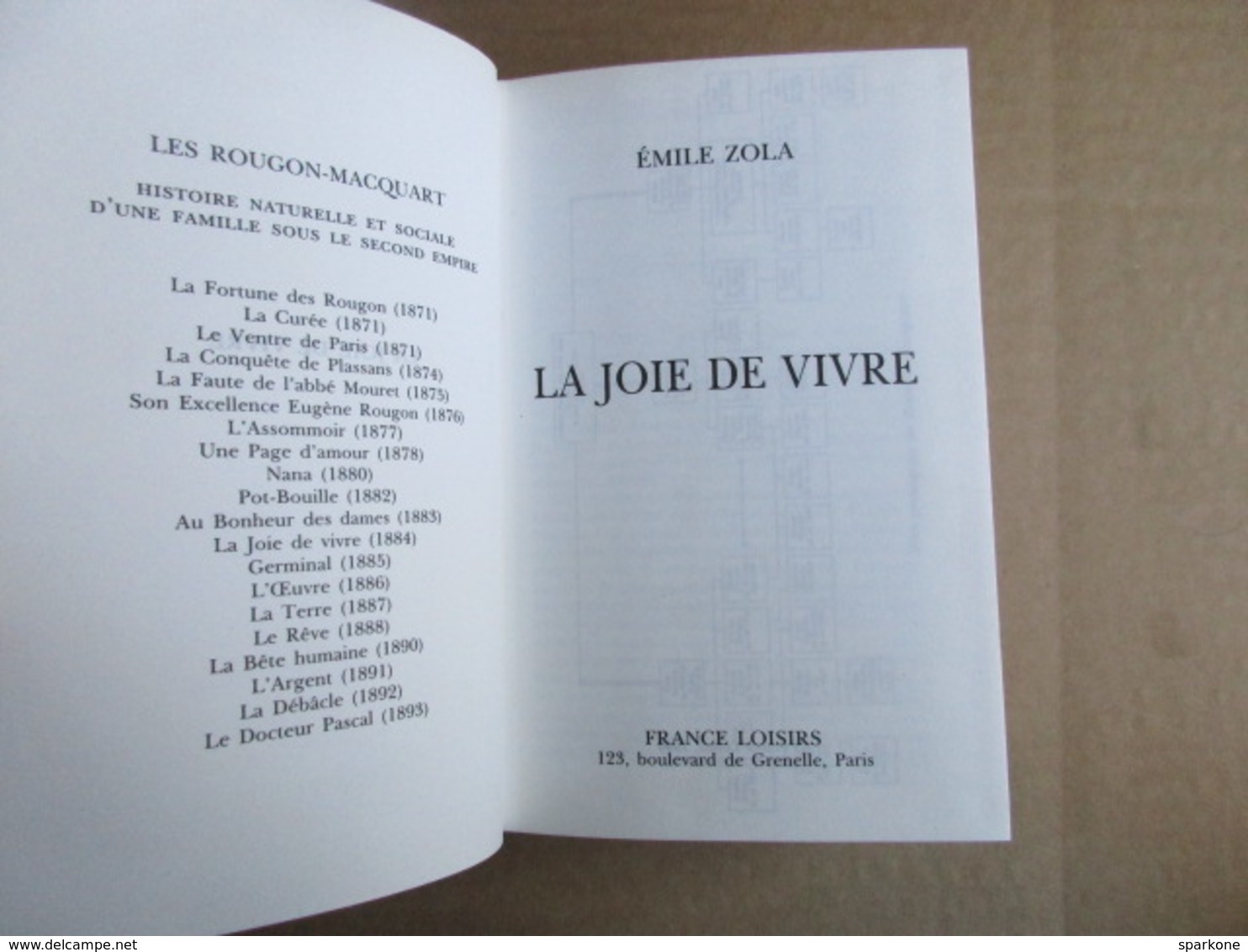 La Joie De Vivre (Emile Zola) éditions France Loisirs De 1992 - Otros & Sin Clasificación