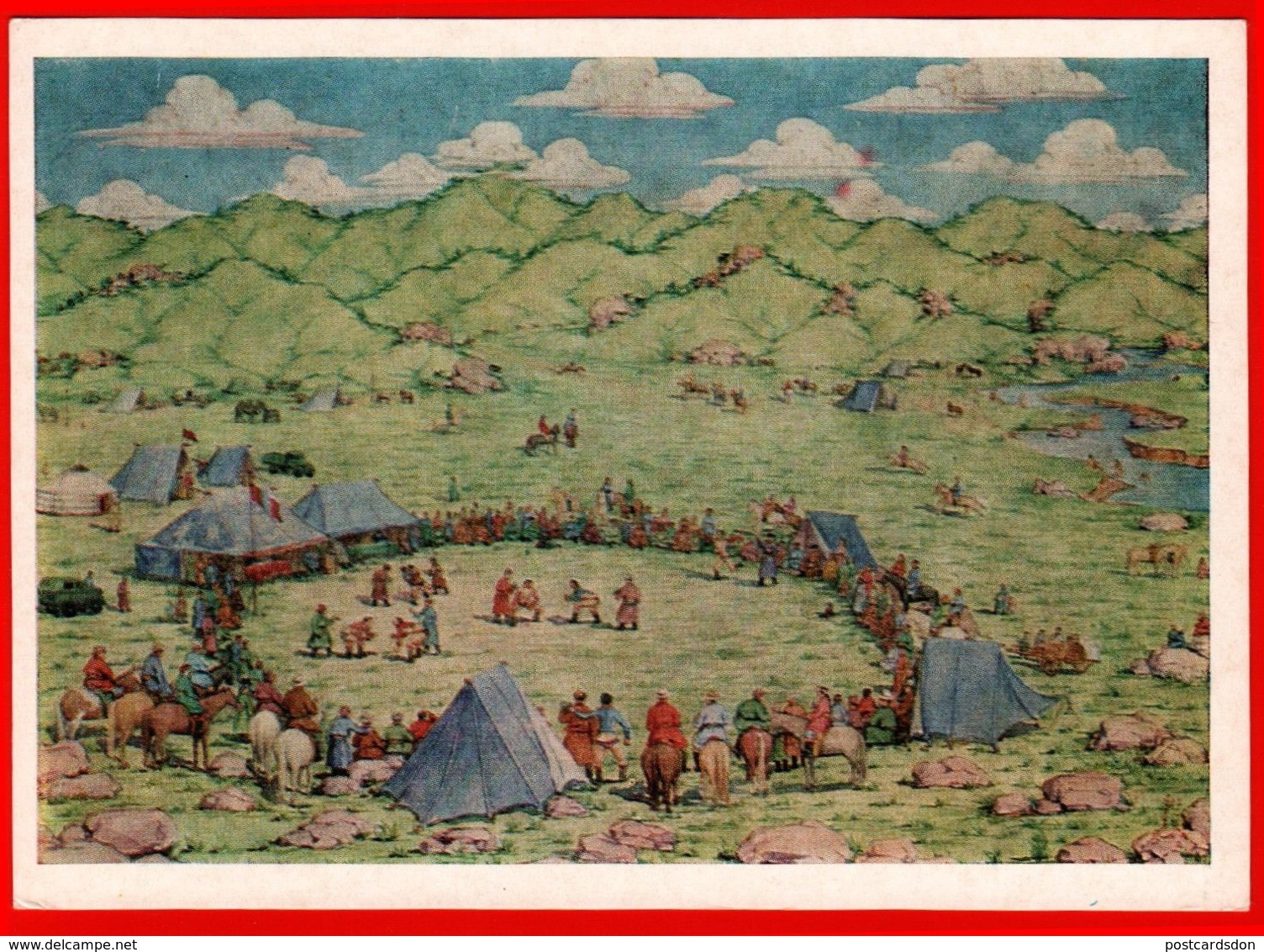 Regional Game, OLD USSR Postcard  - Mongolia, National Festival  -  1972 - Juegos