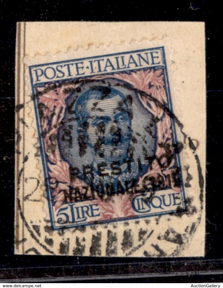 REGNO - 1918 - Prestito Nazionale - 5 Lire (Unificato 3) Su Frammento - Altri & Non Classificati