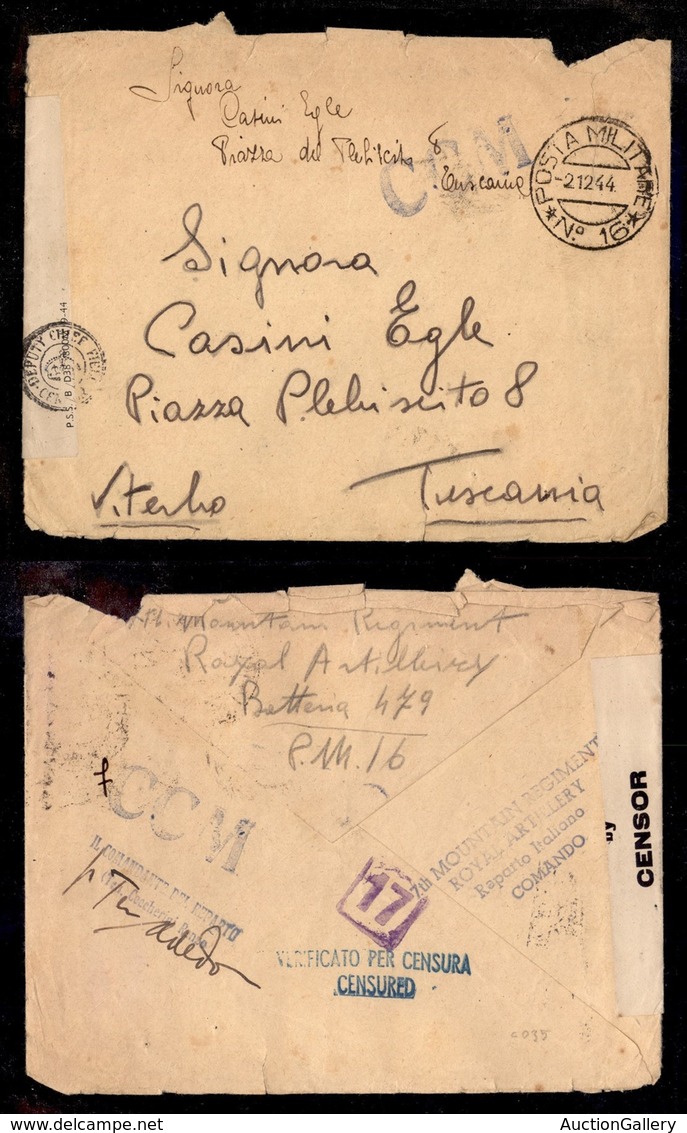 REGNO - Posta Militare N. 16 2.12.44 - Buste Per Viterbo - Other & Unclassified