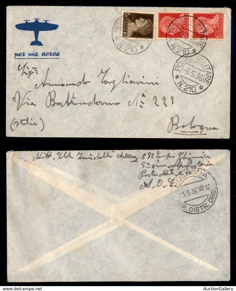 REGNO - Posta Militare N. 210 6.5.36 (P.ti 4) - Aerogramma Per Bologna - Other & Unclassified