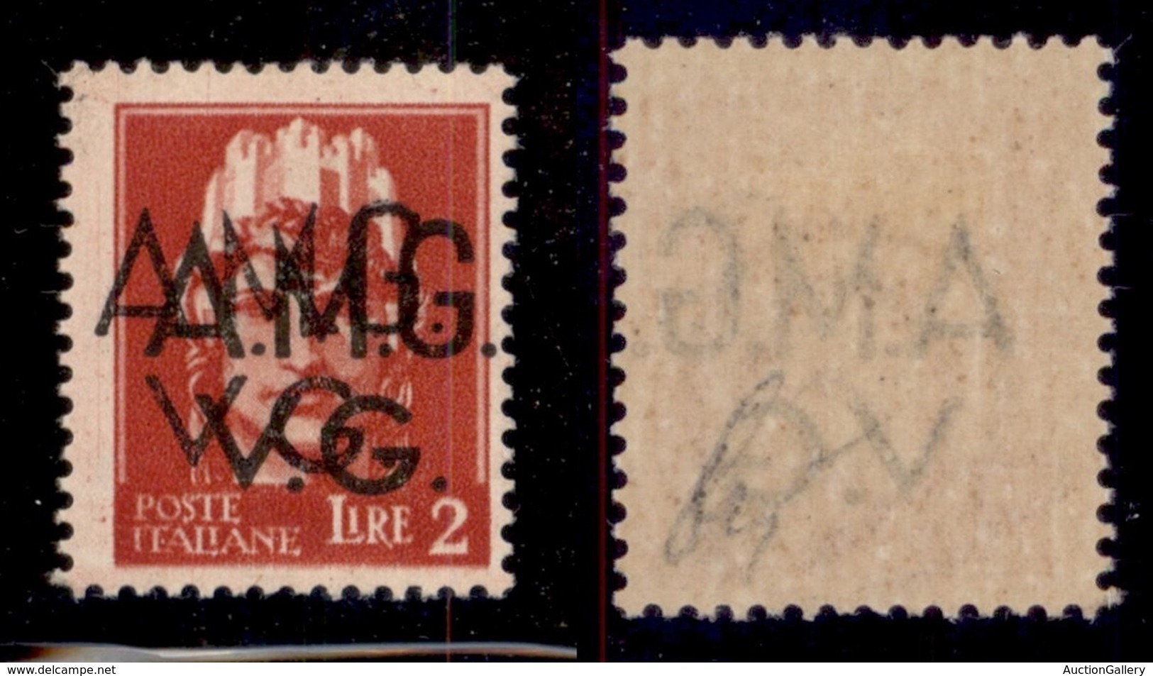 TRIESTE AMG VG - 1945 - 2 Lire (9e) Con Doppia Soprastampa - Gomma Originale - Altri & Non Classificati