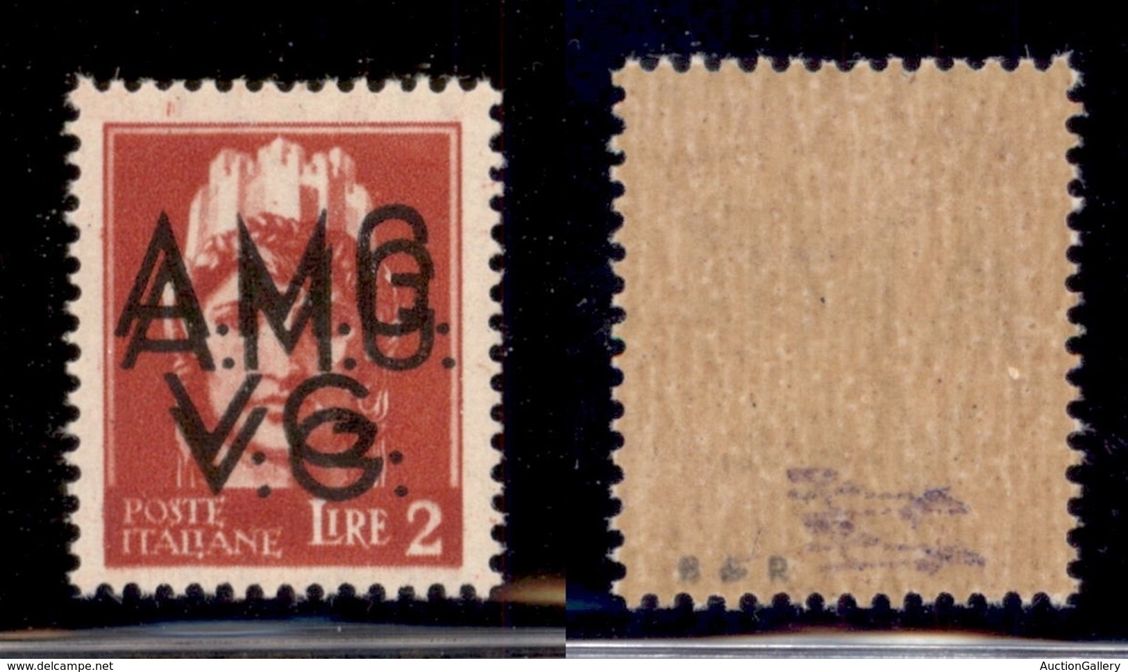 TRIESTE AMG VG - 1945 - 2 Lire (9e) Con Doppia Soprastampa - Gomma Originale - Altri & Non Classificati