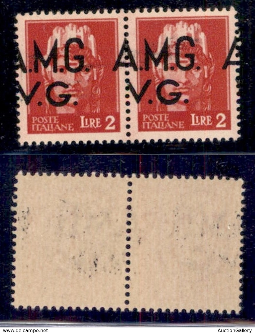 TRIESTE AMG VG - 1945 - 2 Lire (9hi) - Coppia Con A A Cavallo - Gomma Integra (135) - Altri & Non Classificati