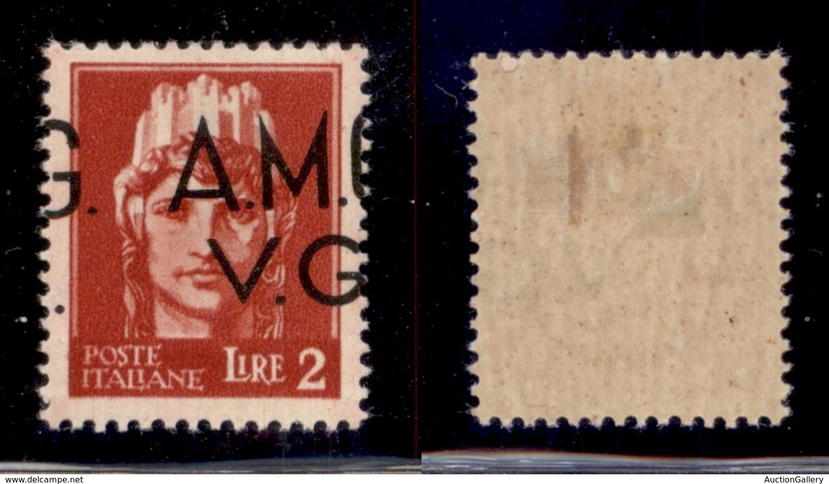 TRIESTE AMG VG - 1945 - 2 Lire (9hl) Con Soprastampa Spostata (G AM) - Gomma Originale - Altri & Non Classificati