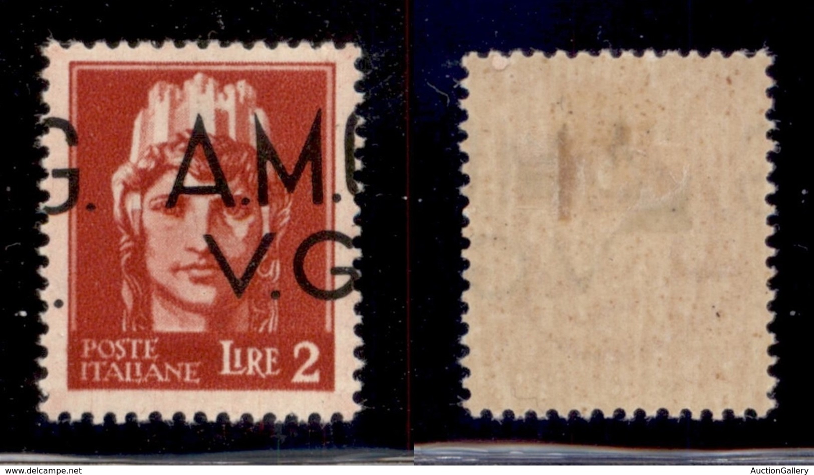 TRIESTE AMG VG - 1945 - 2 Lire (9hl) Con Soprastampa Spostata (G AM) - Gomma Originale - Other & Unclassified