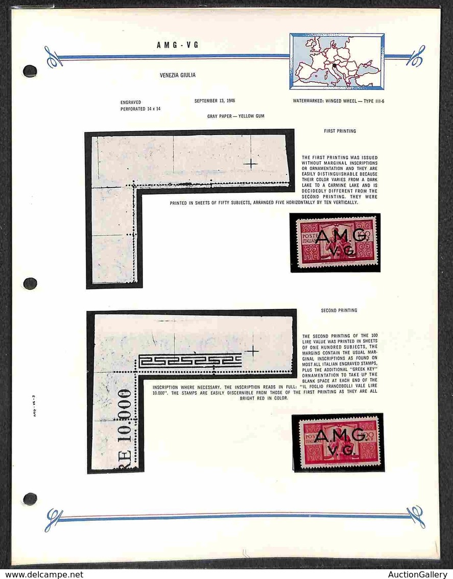 TRIESTE AMG VG - 1946 - 100 Lire (21 + 21a) - Montati In Taschine Su Pagina Illustrativa Del'emissione - Gomma Integra - Other & Unclassified