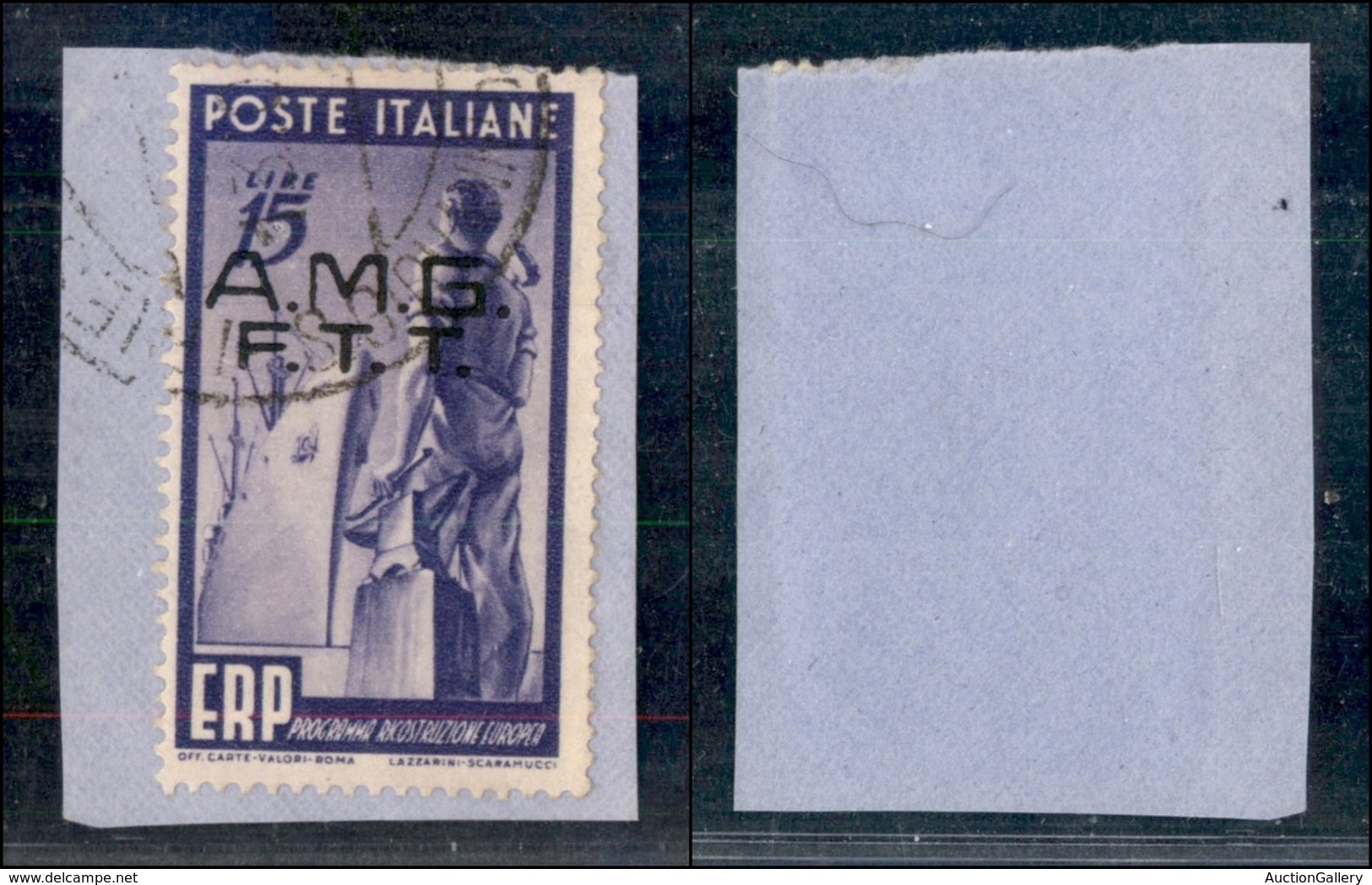 TRIESTE AMG FTT - 1949 - 15 Lire E.R.P. (44) - Usato Su Frammento (22) - Autres & Non Classés