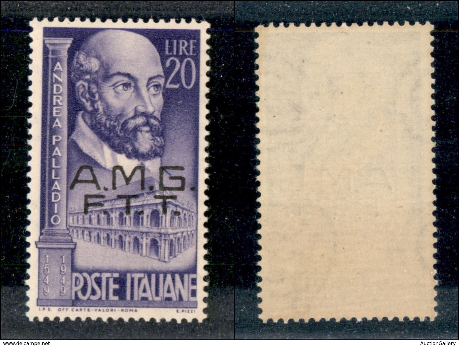 TRIESTE AMG FTT - 1949 - 20 Lire Palladio (50) - Gomma Integra (30) - Altri & Non Classificati