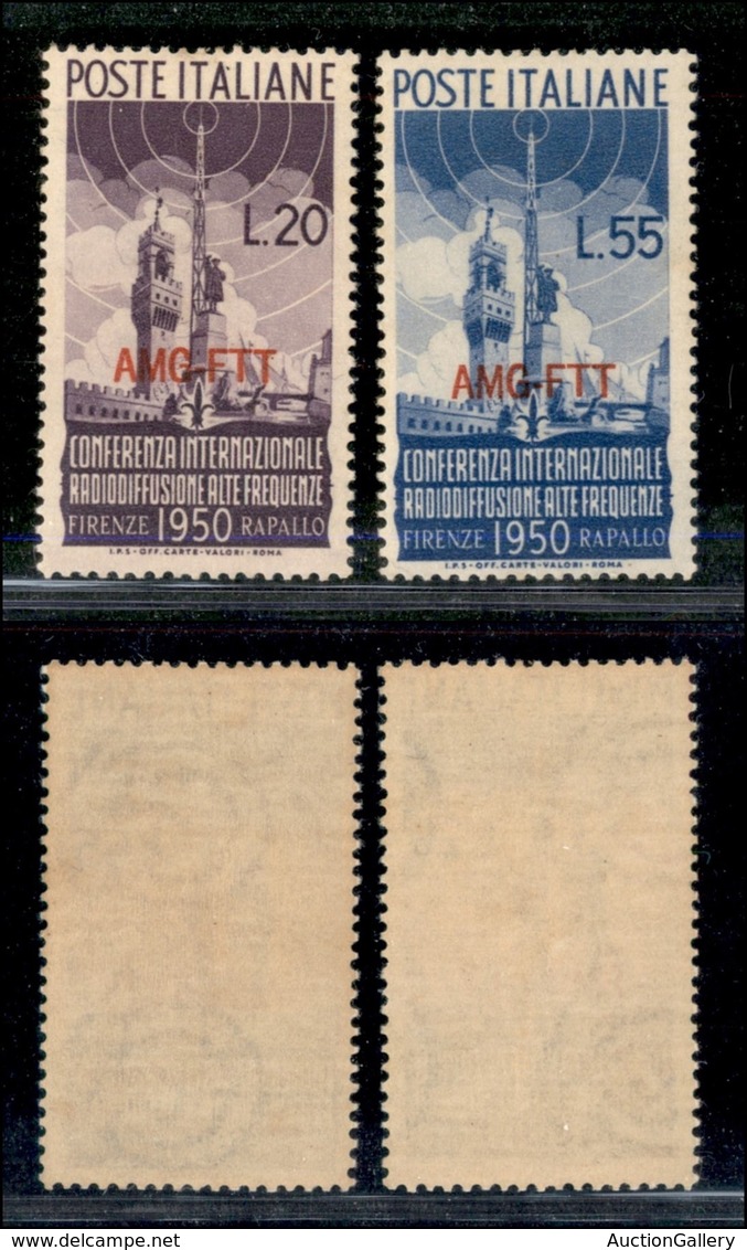 TRIESTE AMG FTT - 1950 - Radiodiffusione (76/77) - Serie Completa - Gomma Integra (scura) - Other & Unclassified