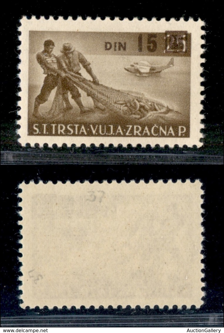 TRIESTE B - 1949 - 15 Din Su 25 Lire (14 Aerea) - Gomma Integra (90) - Altri & Non Classificati