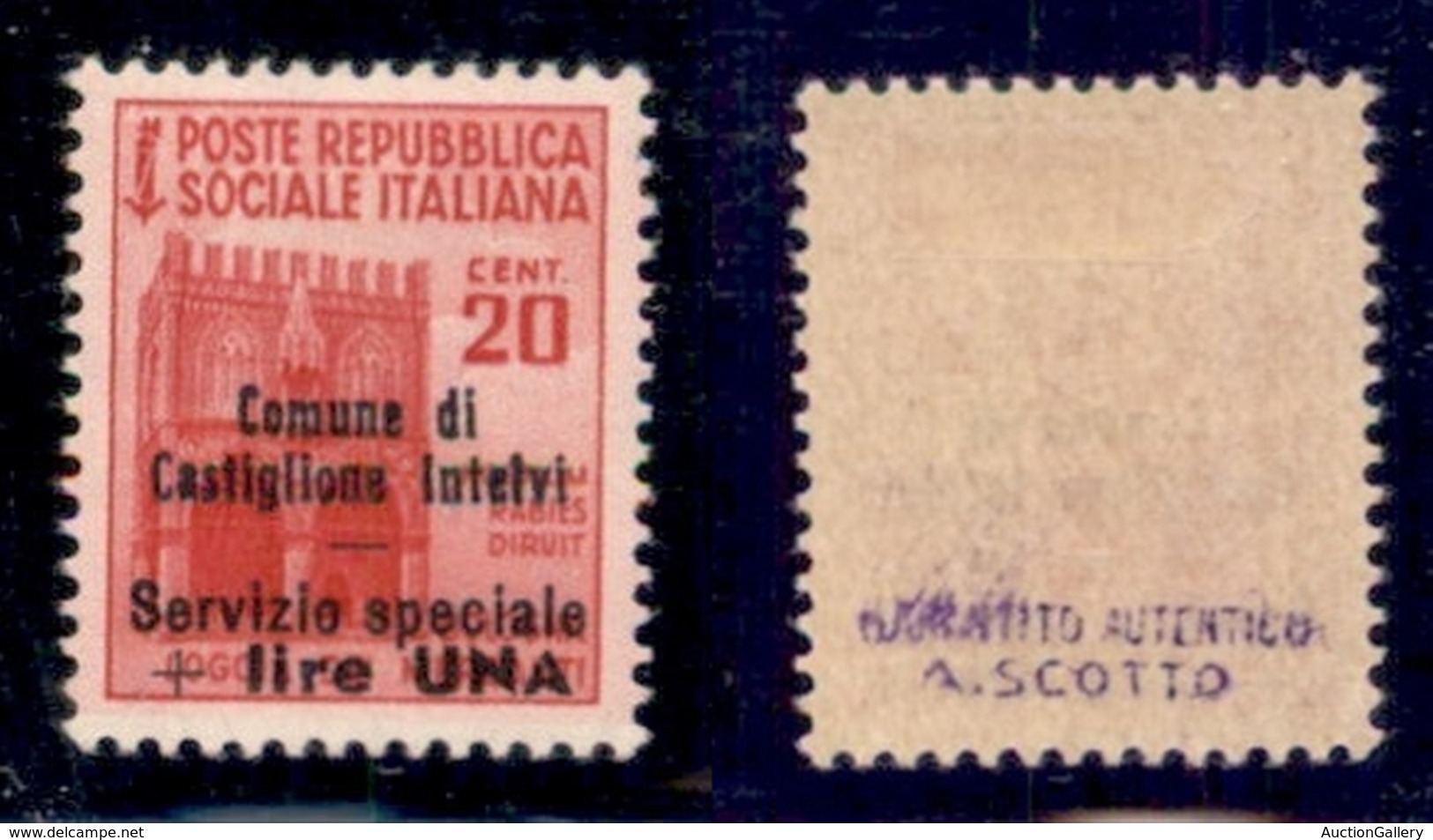 EMISSIONI LOCALI - Castglione D'Intelvi - 1945 - 1 Lira Su 20 Cent (5) - Gomma Originale (50) - Altri & Non Classificati