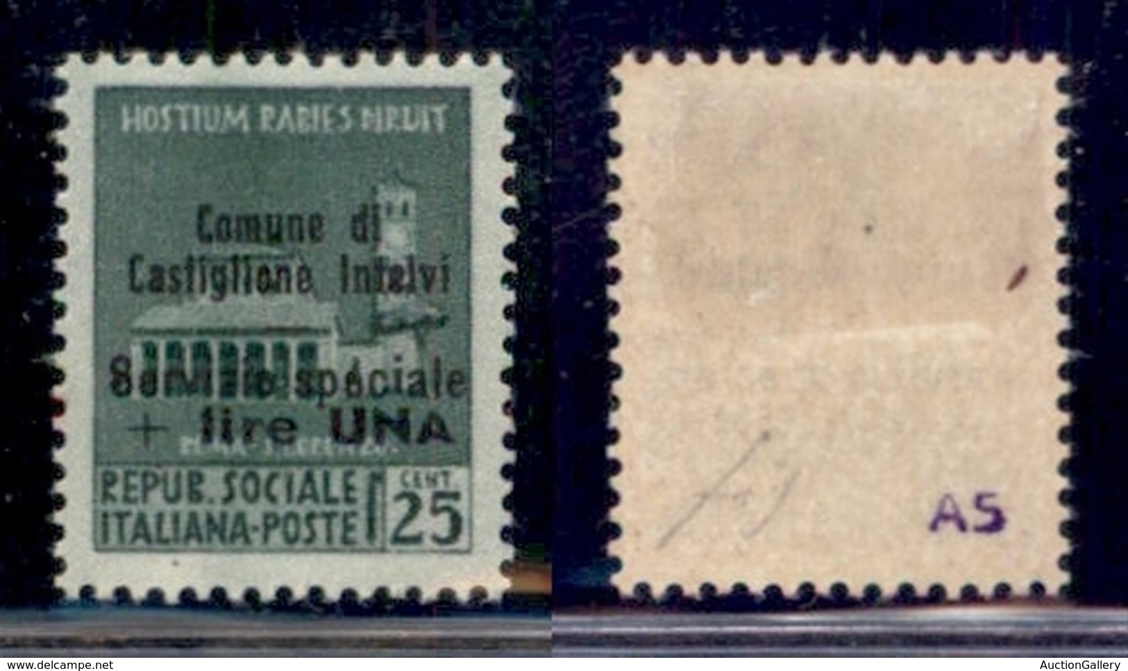 EMISSIONI LOCALI - Castglione D'Intelvi - 1945 - 1 Lira Su 25 Cent (6) - Gomma Originale (50) - Altri & Non Classificati