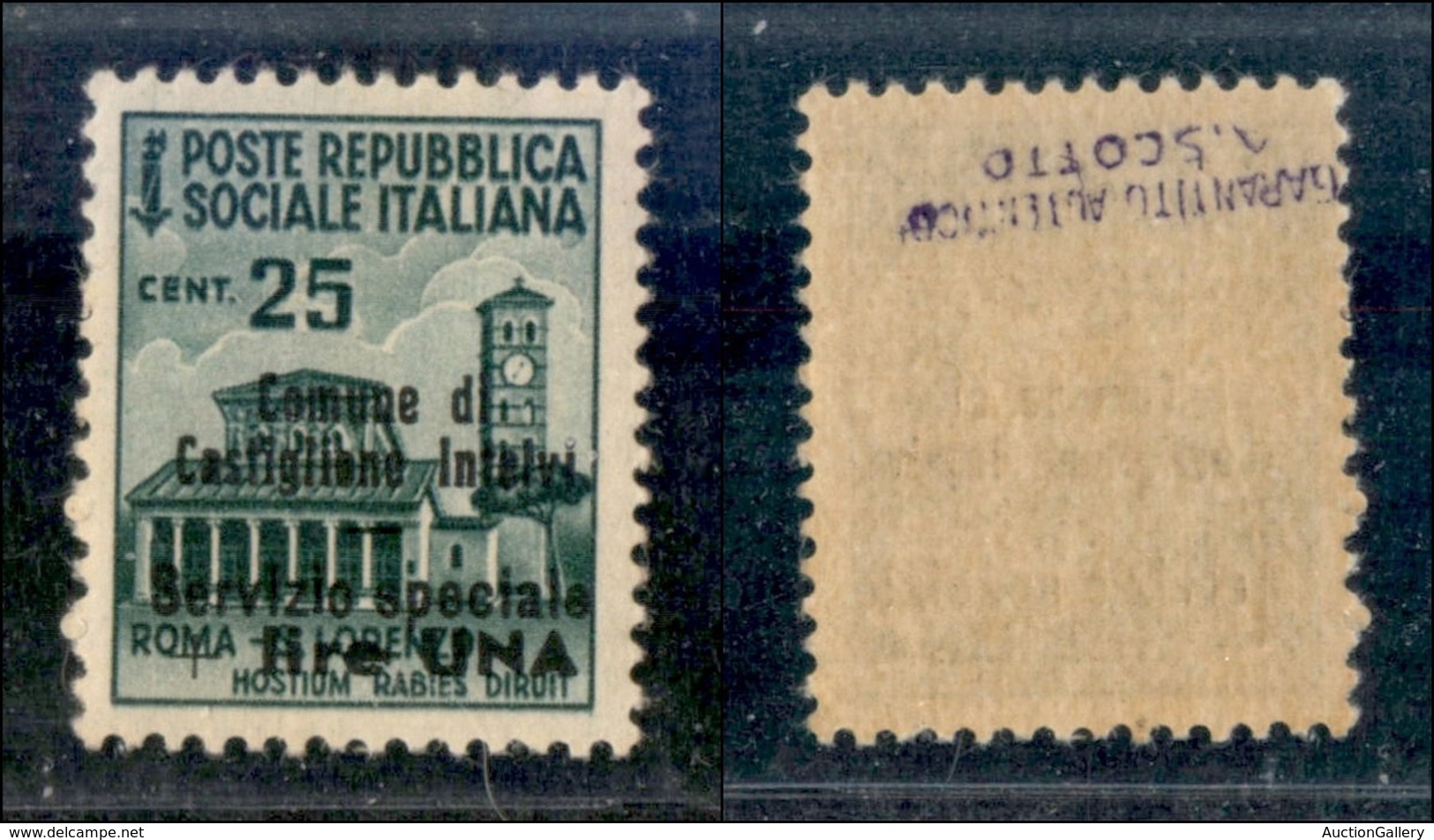 EMISSIONI LOCALI - Castglione D'Intelvi - 1945 - 1 Lira Su 25 Cent (7) - Gomma Integra (125) - Altri & Non Classificati