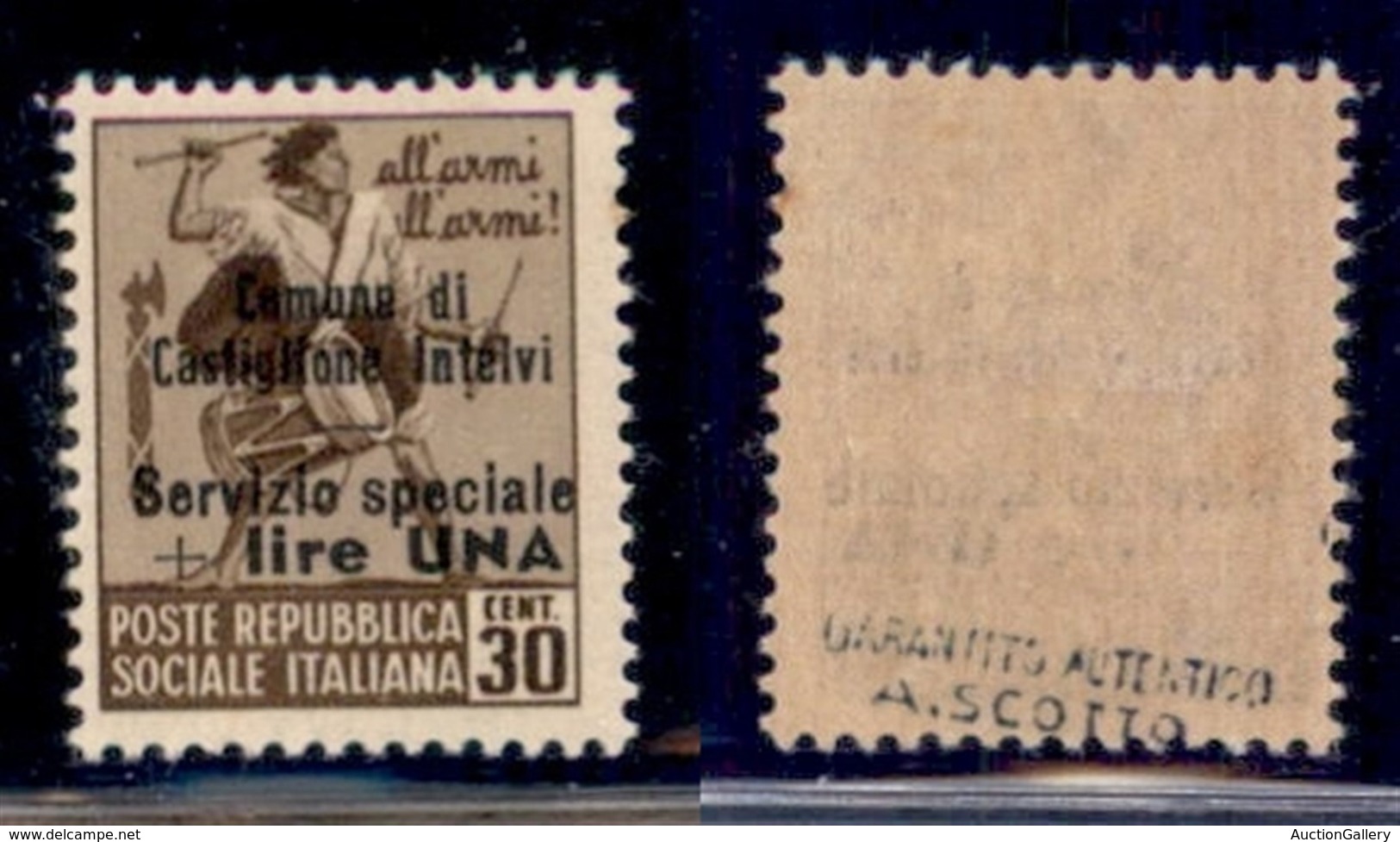EMISSIONI LOCALI - Castglione D'Intelvi - 1945 - 1 Lira Su 30 Cent (9) - Gomma Originale (50) - Autres & Non Classés