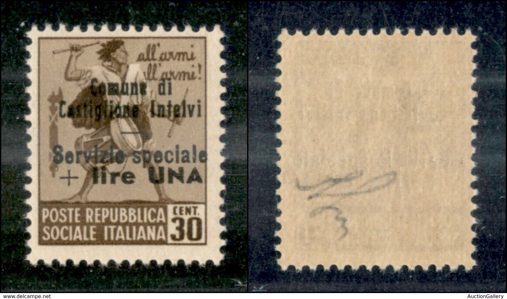 EMISSIONI LOCALI - Castglione D'Intelvi - 1945 - 1 Lira Su 30 Cent (9) - Gomma Integra (125) - Autres & Non Classés
