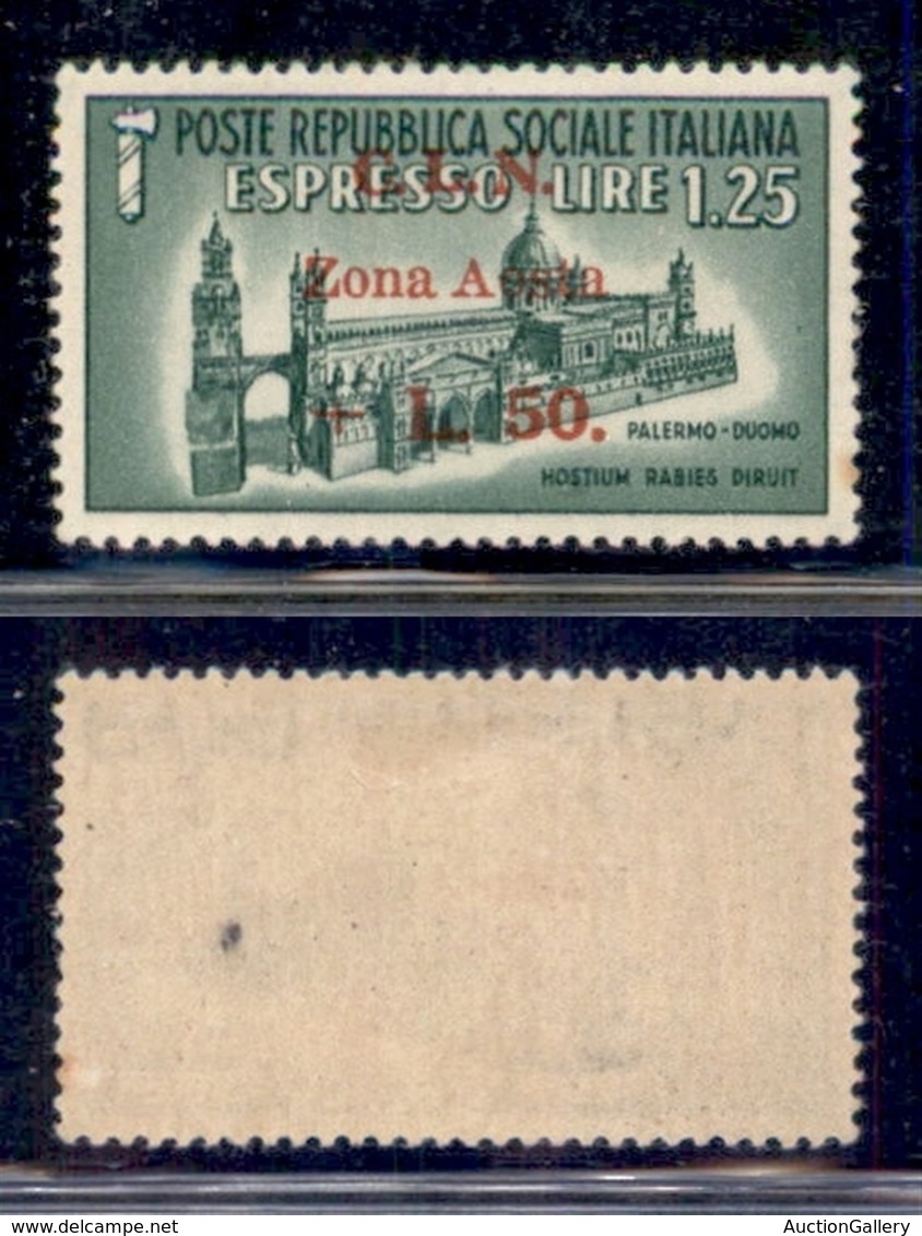 C.L.N. - Aosta - 1944 - 1,25 Lire + 50 Espresso (8) - Gomma Originale Con Piccolo Corpo Estraneo (80) - Otros & Sin Clasificación