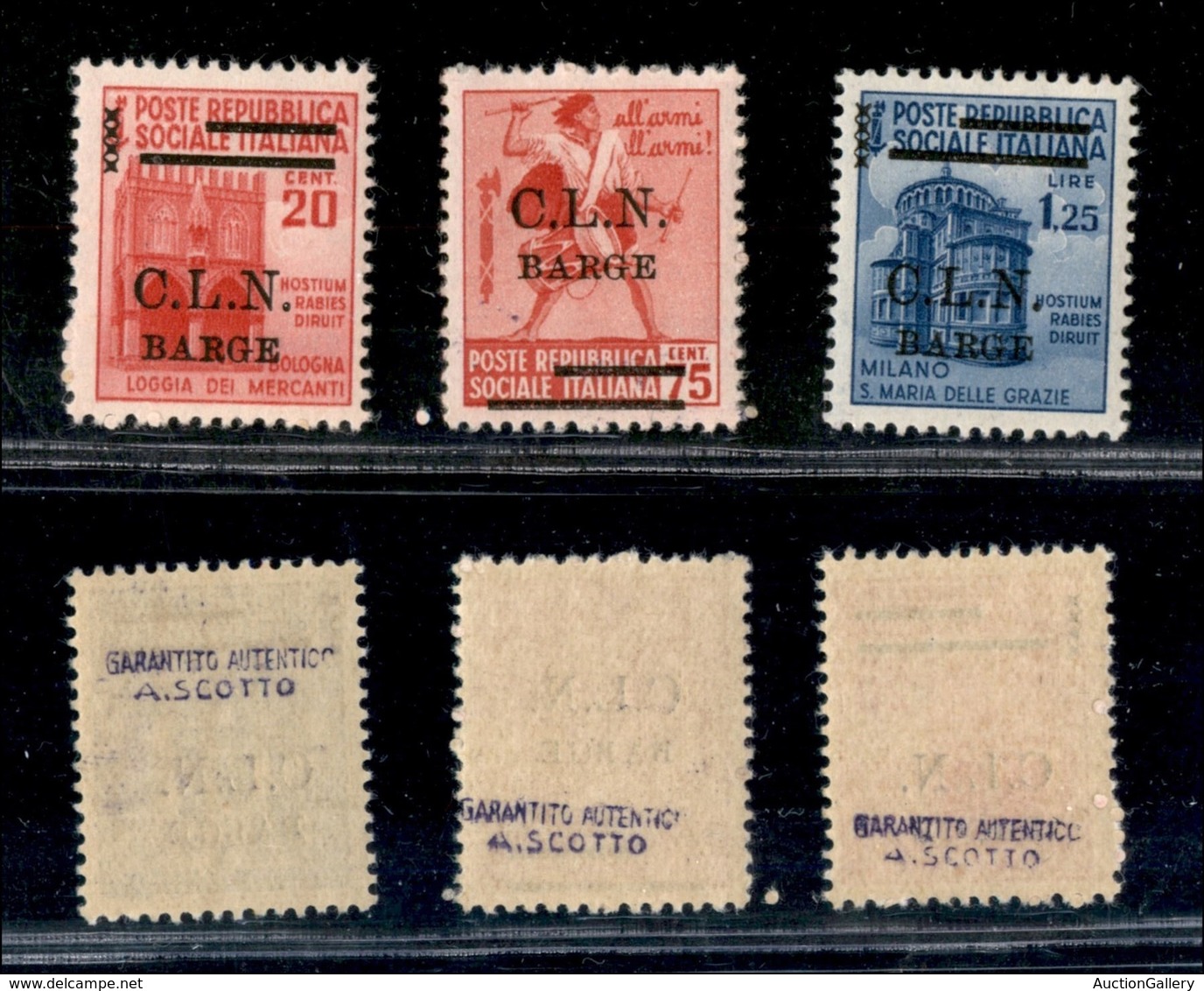 C.L.N. - Barge - 1945 - Tre Valori Diversi (2+5+7) - Gomma Integra (150) - Other & Unclassified