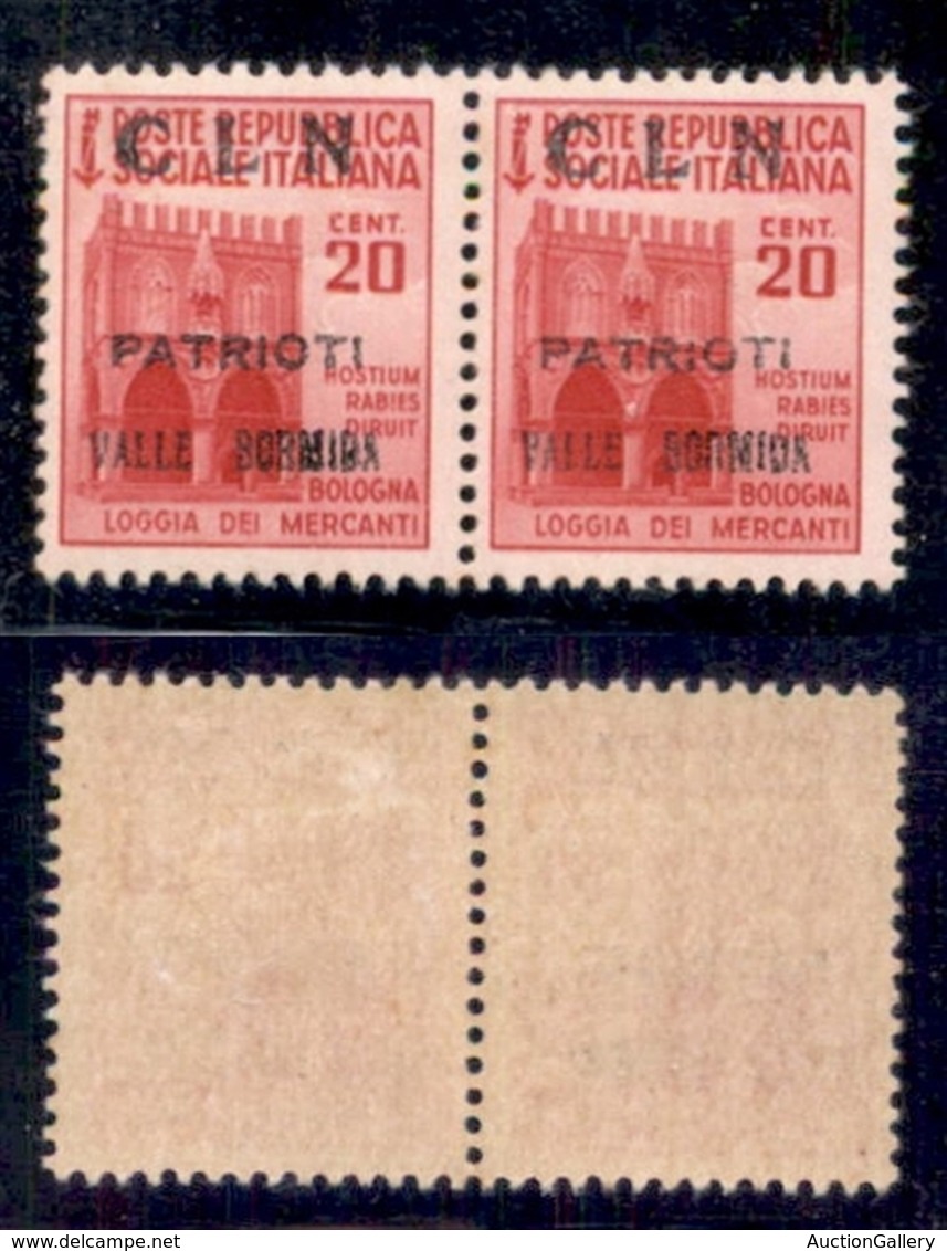 C.L.N. - Valle Bormida - 1945 - 20 Cent (2-varietà) - Coppia Con Soprastampe Evanescenti - Gomma Integra (a Sinistra) -  - Altri & Non Classificati