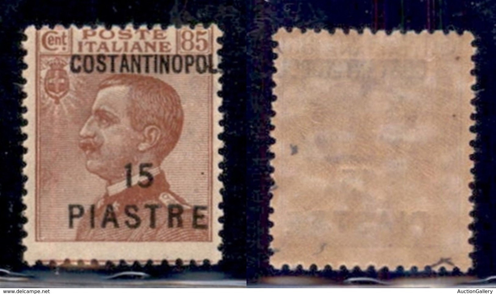 UFFICI POSTALI ALL'ESTERO - Levante - Costantinopoli - 1923 - 15 Piastre Su 85 Cent (81cb) - Costantinopoli A Destra (Ia - Sonstige & Ohne Zuordnung
