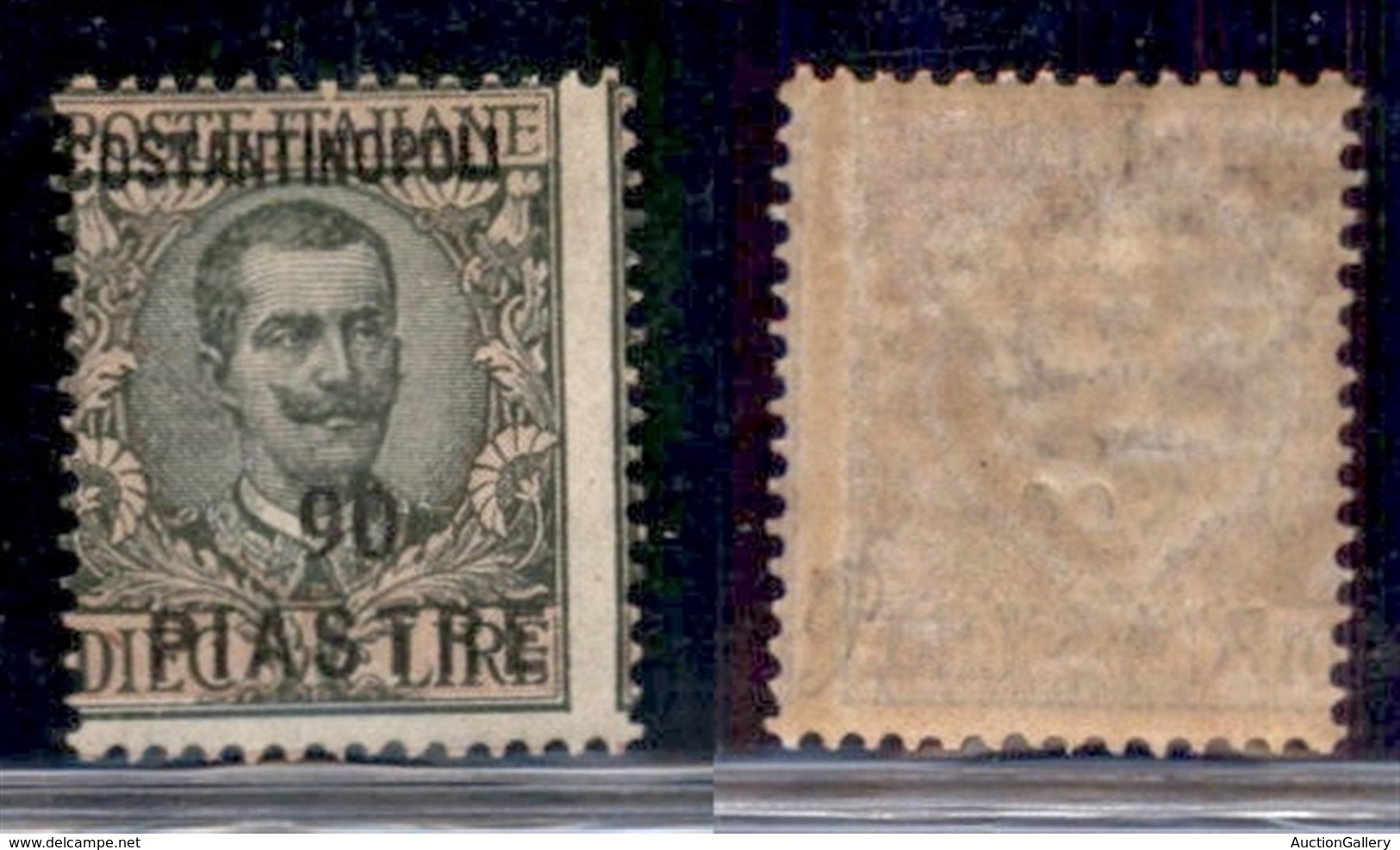 UFFICI POSTALI ALL'ESTERO - Levante - Costantinopoli - 1923 - 90 Piastre Su 10 Lire (84caa) - Costantinopoli A Sinistra  - Autres & Non Classés