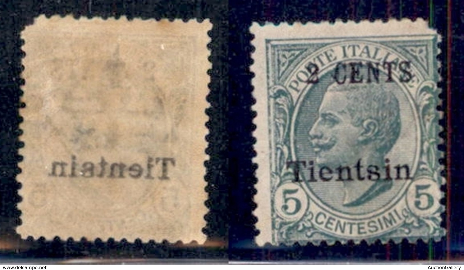 UFFICI POSTALI ALL'ESTERO - Tientsin - 1918 - 2 Cent Su 5 (17-varietà) Con Decalco Di Tientsin - Gomma Originale - Difet - Altri & Non Classificati