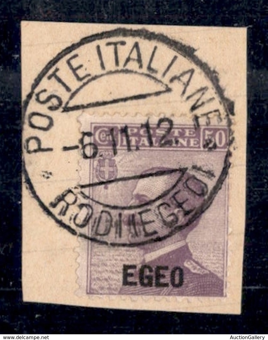 COLONIE - Egeo - 1912 - 50 Cent Michetti Soprastampato (2) - Su Frammento Annullo "Poste Italiane Rodi (Egeo)" 6.11.12 ( - Other & Unclassified