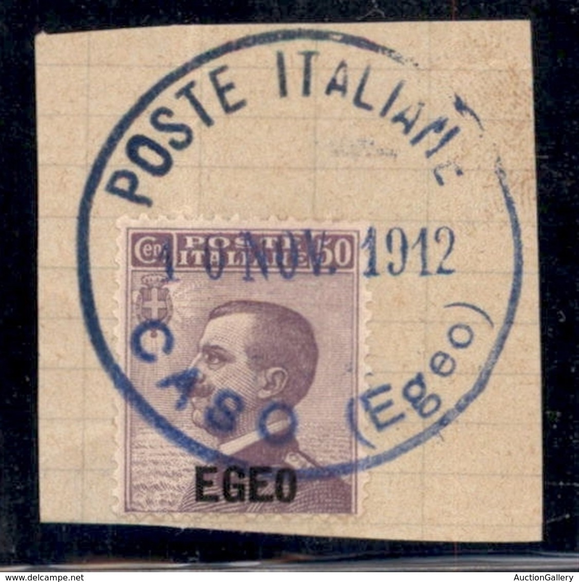 COLONIE - Egeo - 1915 - 50 Cent (2) Usato A Caso (16.11.12-azzurro) Su Frammento - Other & Unclassified